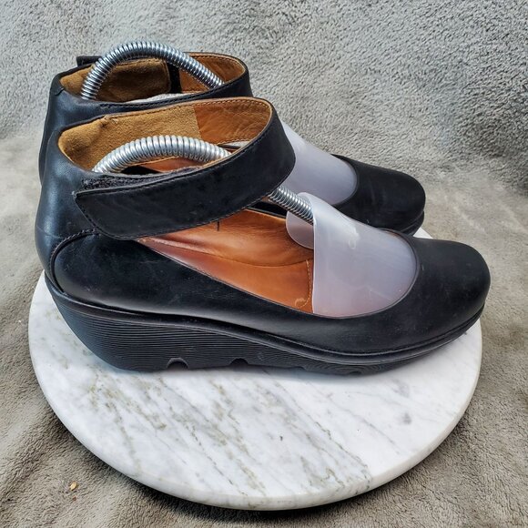Clarks Shoes Womens Size 8.5 Artisan Clarene Tide Black Leather Mary Jane Wedge - Picture 7 of 9